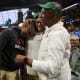 Dec 16, 2023; Atlanta, GA, USA; Florida A&M Rattlers head coach Willie Simmons celebrates with staff against the Howard Bison in the second half at Mercedes-Benz Stadium.